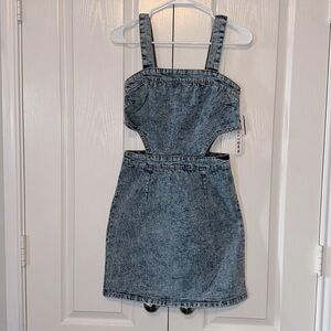 Tinseltown Denim Skirtalls Cut out sides size Small